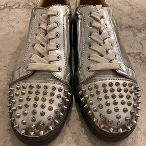 Christian Louboutin Mens Silver Spiked Sneakers 44.5 EU